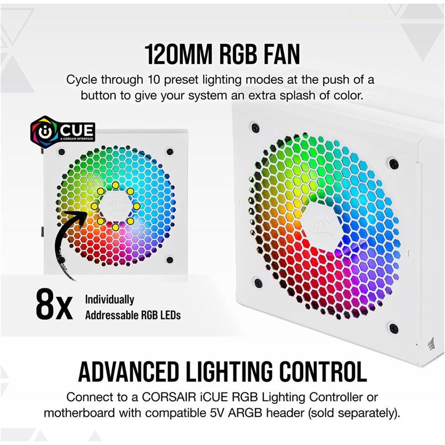 Corsair Power Supply CX750F RGB, 750 Watt, 80 PLUS Bronze White Corsair Power Supply CX750F RGB, 750 Watt, 80 PLUS Bronze White